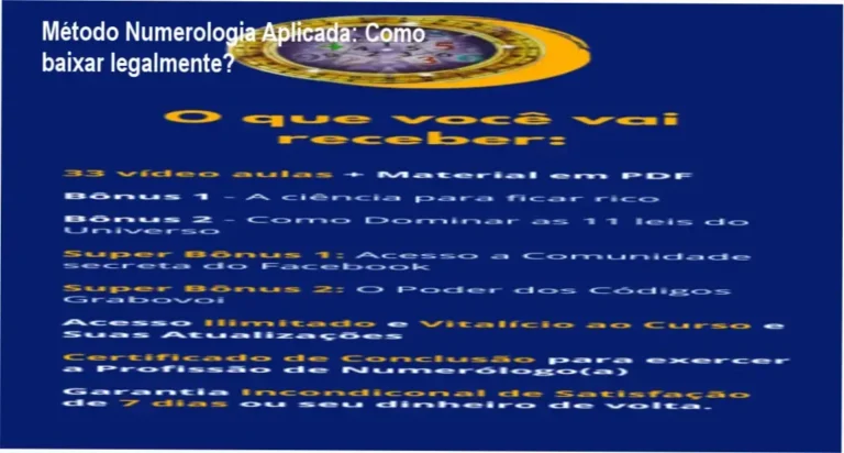 Imagem mostrando o curso Método Numerologia Aplicada e indicação de download oficial