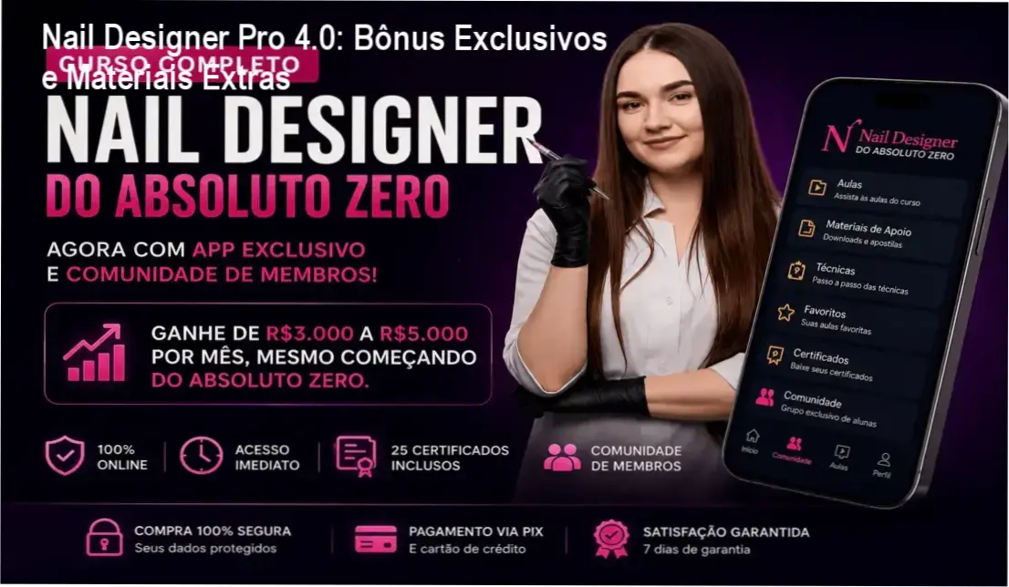 Nail Designer Pro 4.0 + bônus, brindes e materiais complementares