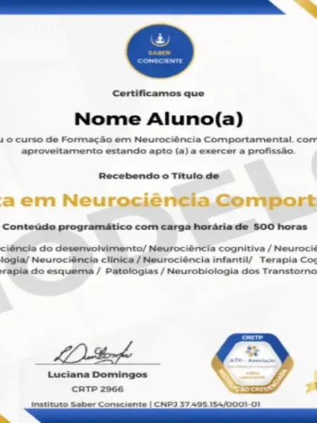 Neurociência para Terapeutas: oferta, certificado e uso
