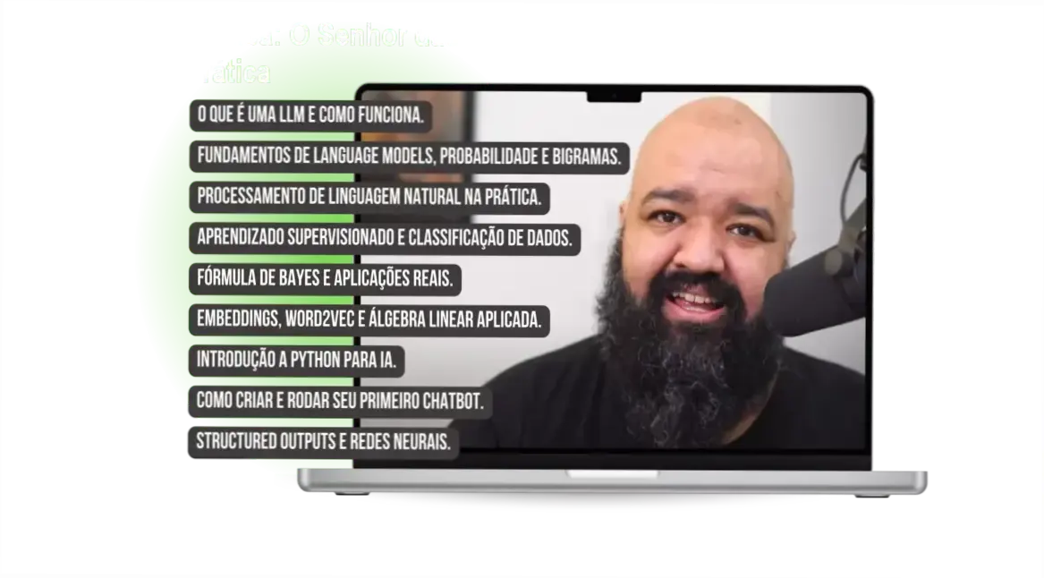 Capa do review do curso O Senhor das LLMs mostrando IA prática e aplicação real