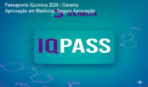 Passaporte iQuímica 2026 sendo usado por estudante para dominar cálculos de Química e garantir aprovação em Medicina