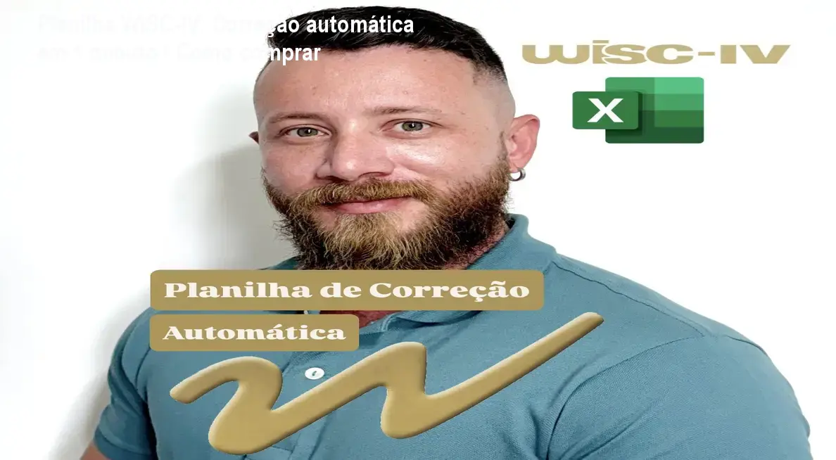 Tela da planilha WISC‑IV de Caio Moura mostrando correção automática de pontos em segundos
