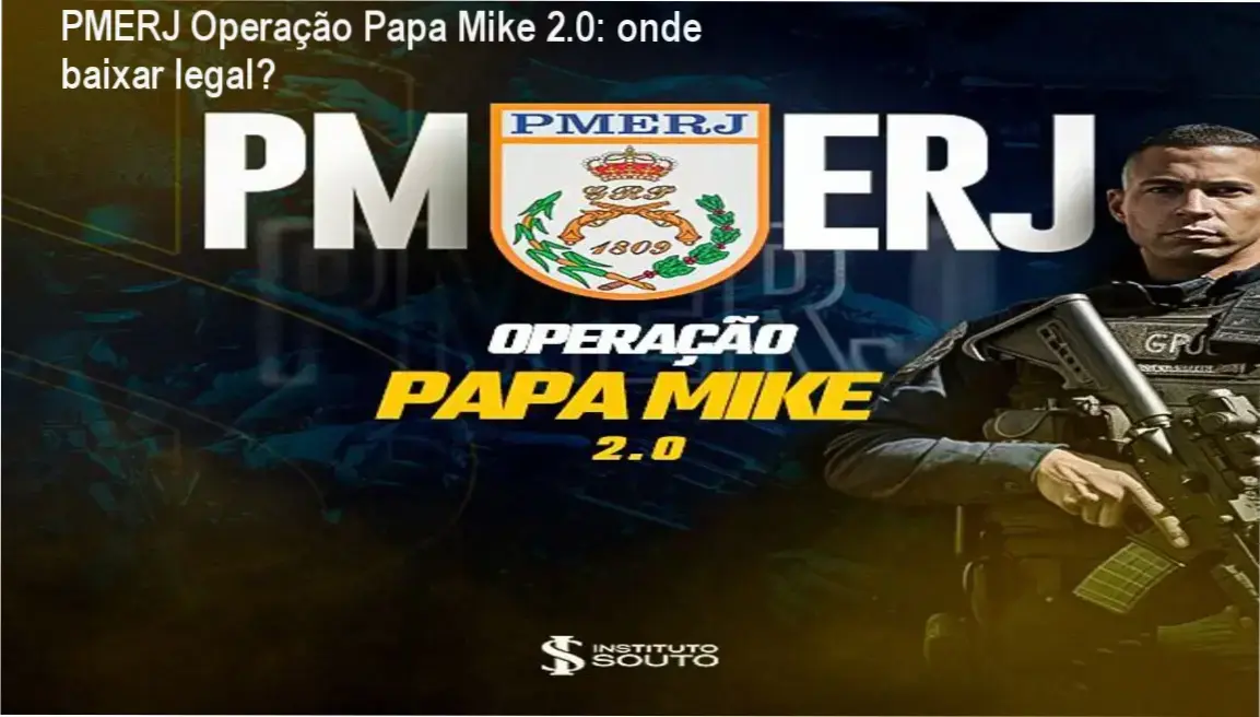 Tela do aplicativo do curso PMERJ Operação Papa Mike 2.0 mostrando opção de download offline