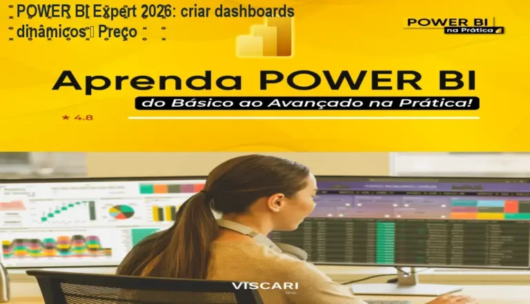 Visão prática do curso POWER BI Expert na Prática 2026 mostrando dashboards dinâmicos criados no Power BI