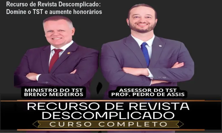 Advogado estudando recurso de revista com modelo de petição e visão interna do TST