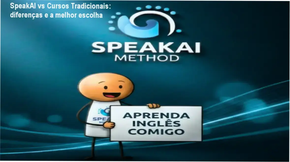 Comparativo visual entre SpeakAI e cursos de inglês tradicionais mostrando diferenças e benefícios