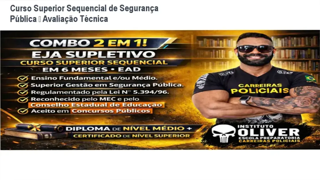 Imagem ilustrando o Curso Superior Sequencial de Gestão em Segurança Pública e Privada com certificado original