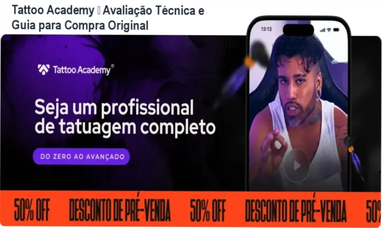 Capa do Tattoo Academy mostrando certificado digital e ferramentas de tatuagem