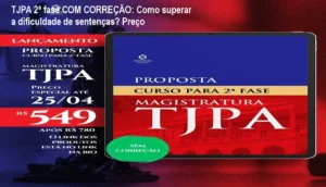 Tela mostrando o material do curso TJPA 2ª fase COM CORREÇÃO focado em sentenças jurídicas