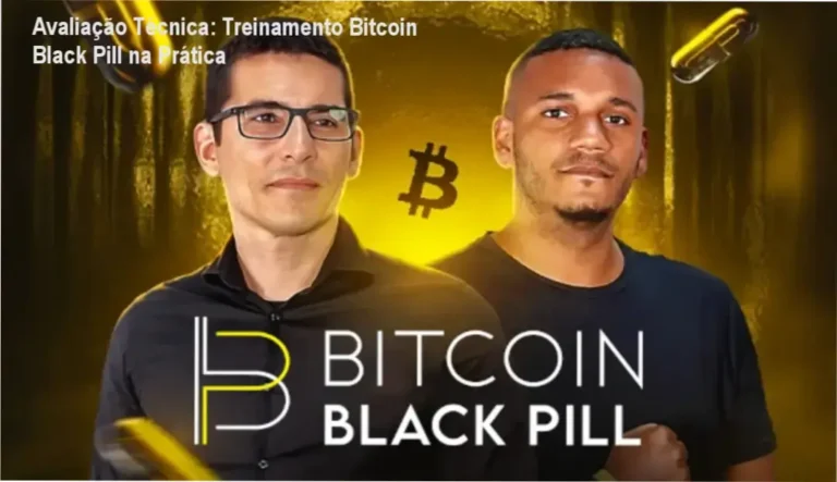 Imagem ilustrando o Treinamento Bitcoin Black Pill com destaque para guias tutoriais e bônus Termômetro do Bitcoin
