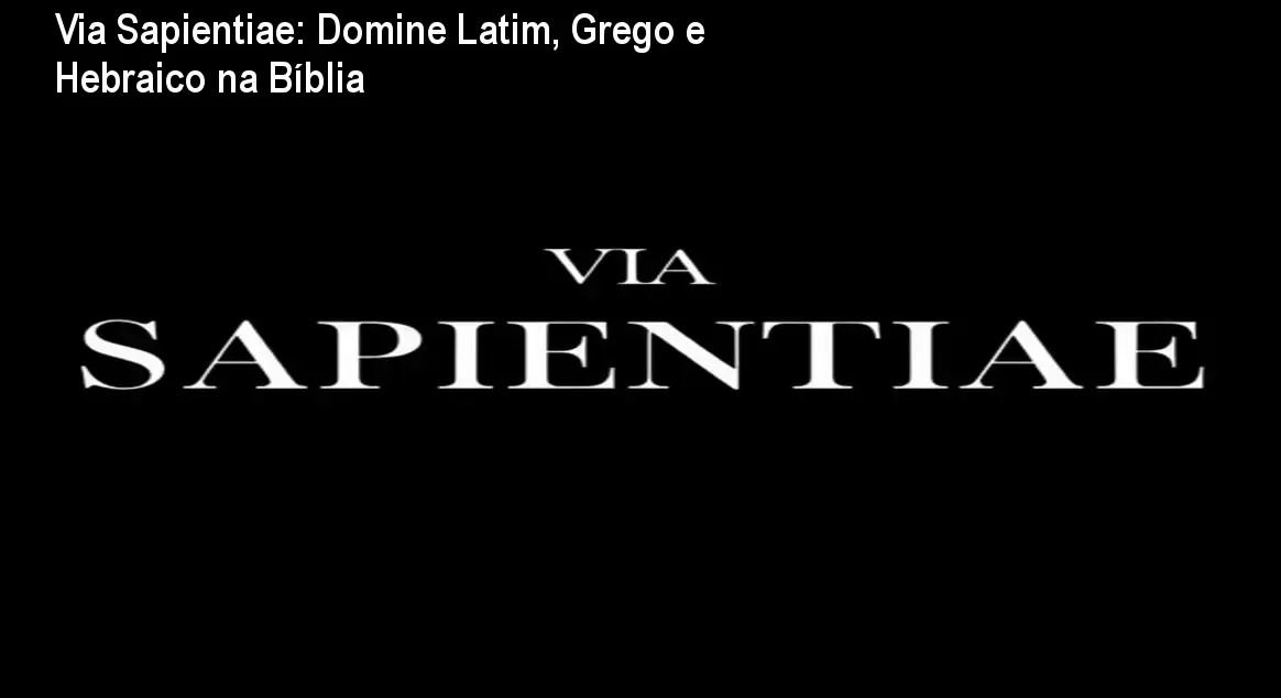 Via Sapientiae: Domine Latim, Grego e Hebraico na Bíblia 1 https://ondeaprender.com.br/aprender/via-sapientiae-iago-tanajura-download-gratis-ou-pago/ Via Sapientiae: Domine Latim, Grego e Hebraico na Bíblia