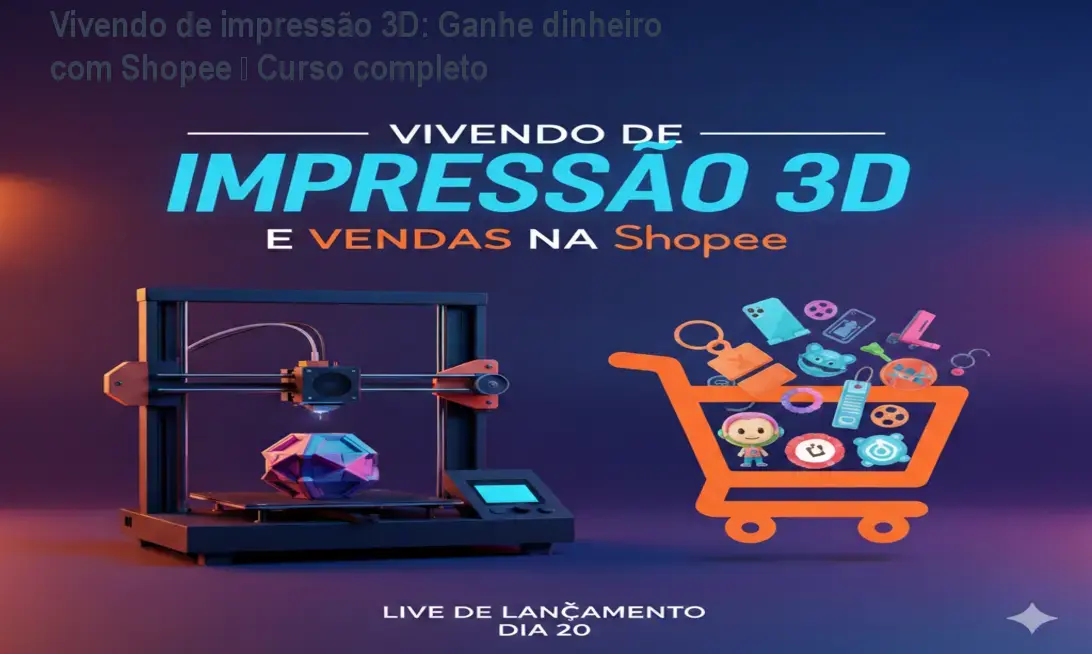 Curso Vivendo de impressão 3D mostrando como lucrar na Shopee
