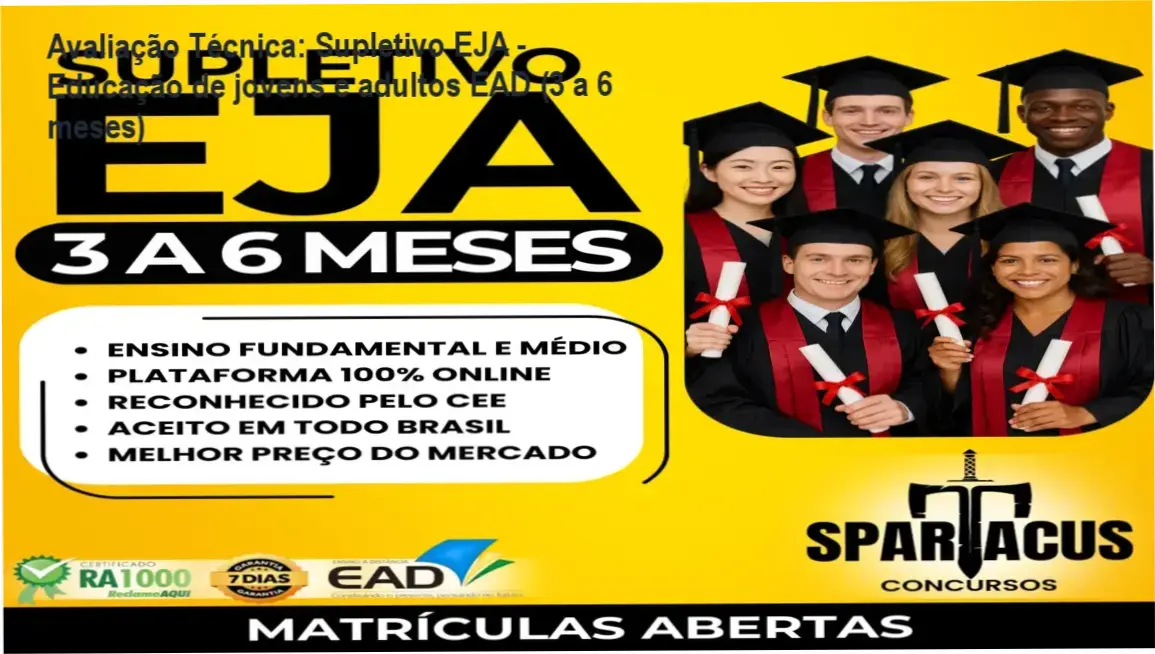 Guia explicativo sobre o produto digital Supletivo EJA - Educação de jovens e adultos EAD (3 a 6 meses)