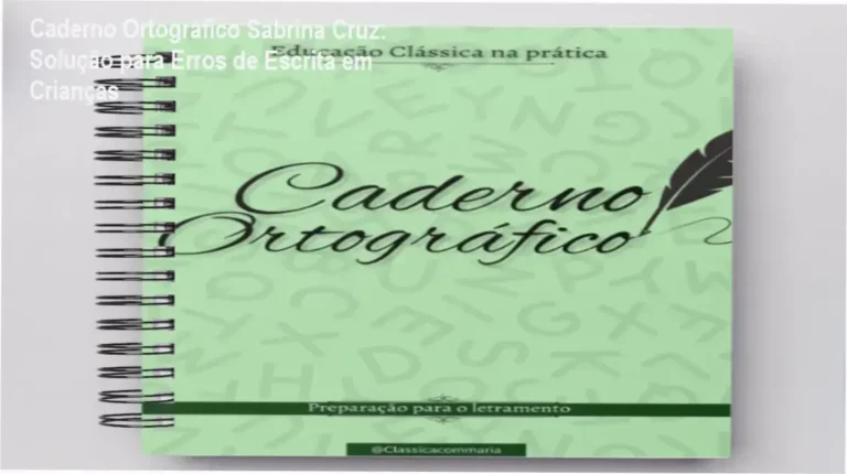 Capa do Caderno Ortográfico com ilustrações de crianças estudando e exemplos de exercícios de escrita