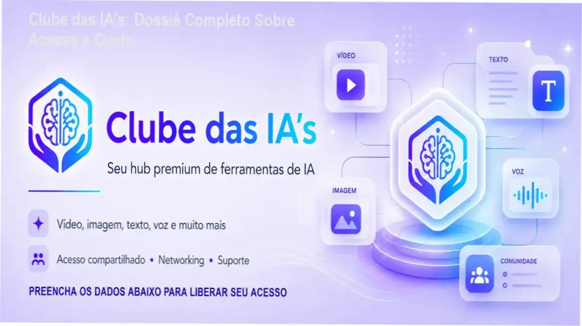 Clube das IA's: Dossiê Completo Sobre Acesso e Custo 1 https://ondeaprender.com.br/clube-das-ias-como-funciona-o-acesso-as-ferramentas/ Painel do Clube das IA's mostrando acesso centralizado a ferramentas de inteligência artificial