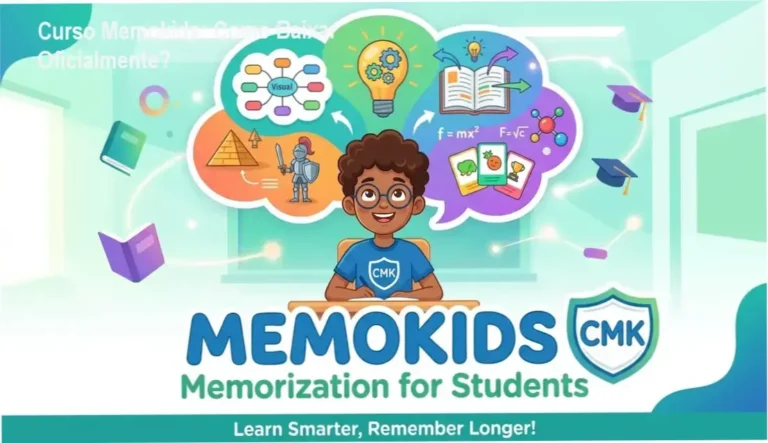 Tela do Curso Memokids mostrando técnicas de memorização para estudantes