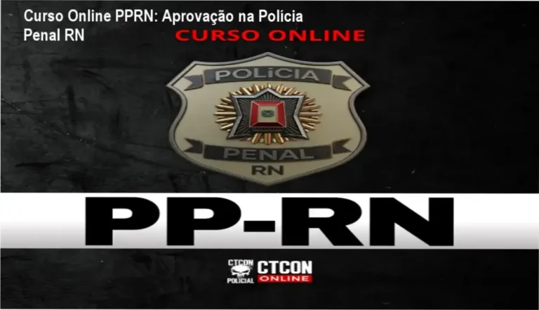 Tela do curso online PPRN da CTCON Policial mostrando aulas, simulados e mentorias