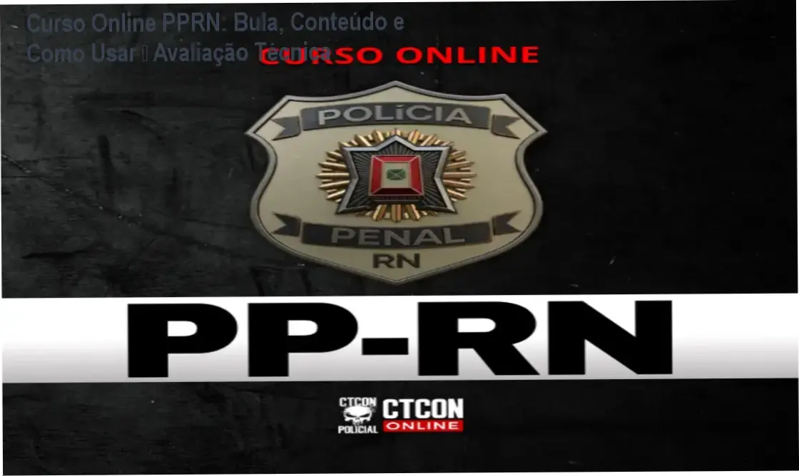 Tela do Curso Online PPRN mostrando videoaulas, simulados e mentorias para candidatos da Polícia Penal do RN