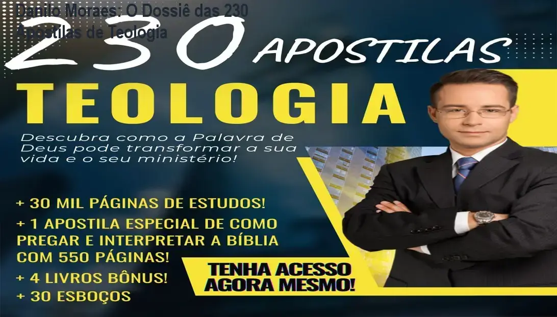 Composição visual das 230 apostilas de teologia em formato digital para estudo bíblico