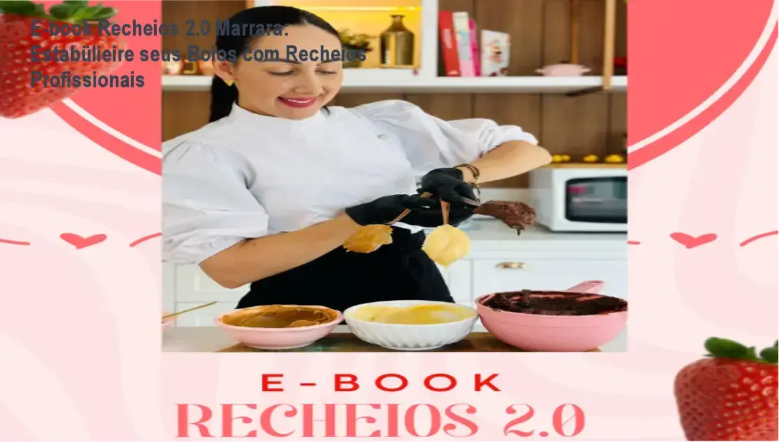 E-book Recheios 2.0 Marrara: Estabülieire seus Bolos com Recheios Profissionais 1 https://ondeaprender.com.br/ebrecois20-marrara-dudadestestestabilidade/ Capa do e-book Recheios 2.0 com ilustração de bolos recheados e título destacado