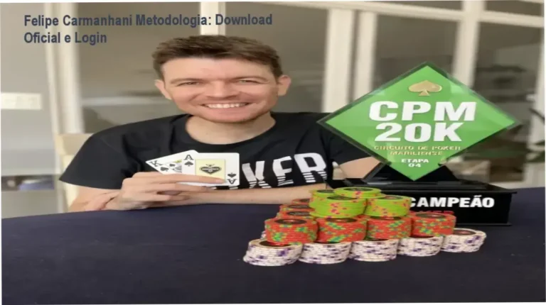 Capa do curso Felipe Carmanhani Metodologia mostrando módulos de estratégia avançada de poker e softwares profissionais