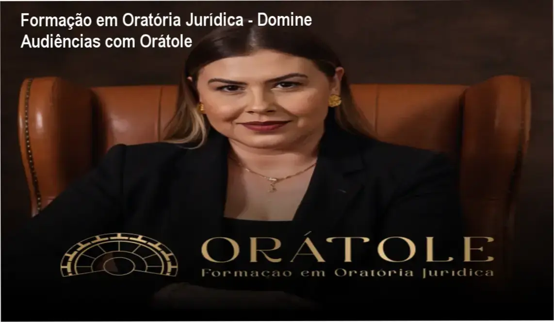 Formação em Oratória Jurídica - Domine Audiências com Orátole 1 https://ondeaprender.com.br/giovanna-piacentini-oratole-duvida-oratoria-juridica/ Capa do curso Formação em Oratória Jurídica Orátole: advogado falando com confiança em tribunal com fundo jurídico.