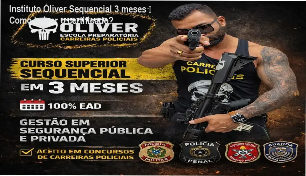 Tela mostrando onde baixar o certificado oficial do Curso Sequencial Superior de Segurança Pública do Instituto Óliver