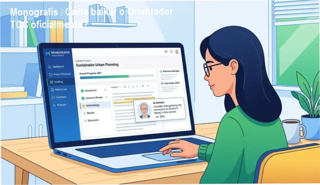 Tela da plataforma Monografis – Orientador TCC mostrando a opção de download oficial