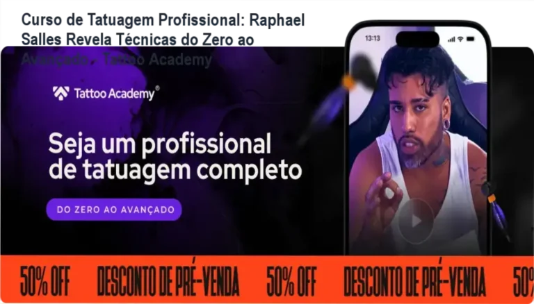 Curso de Tatuagem Profissional: Raphael Salles Revela Técnicas do Zero ao Avançado - Tattoo Academy 7 https://ondeaprender.com.br/ Raphael Salles demonstrando técnica de tatuagem passo a passo com tela de eletrônica.returning.alunos do curso Tattoo Academy