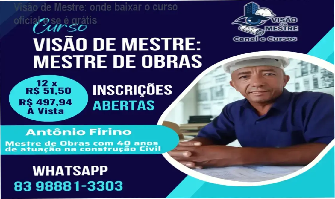 Capa do curso Visão de Mestre de Antônio Firino sobre leitura de projetos