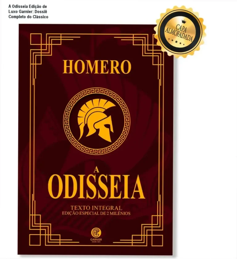 Livro A Odisseia de Homero na Edição de Luxo Almofadada da Editora Garnier com detalhes em dourado