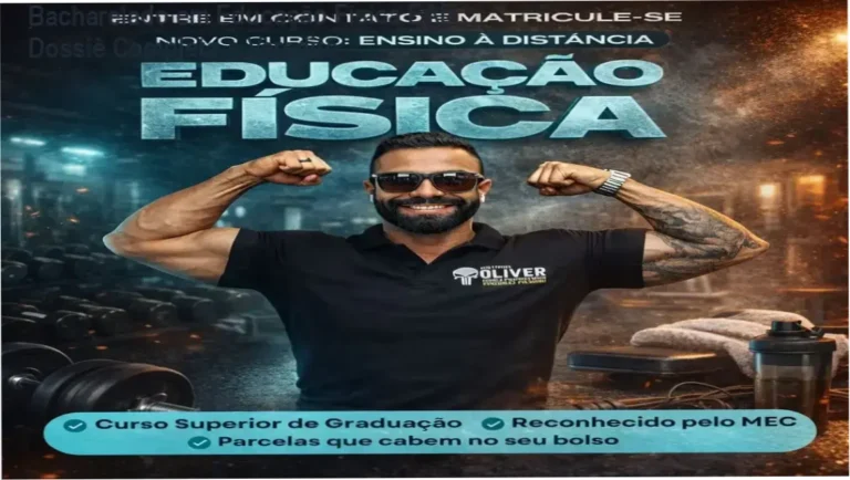 Representação de estudante de educação física estudando via computador para obter diploma EAD