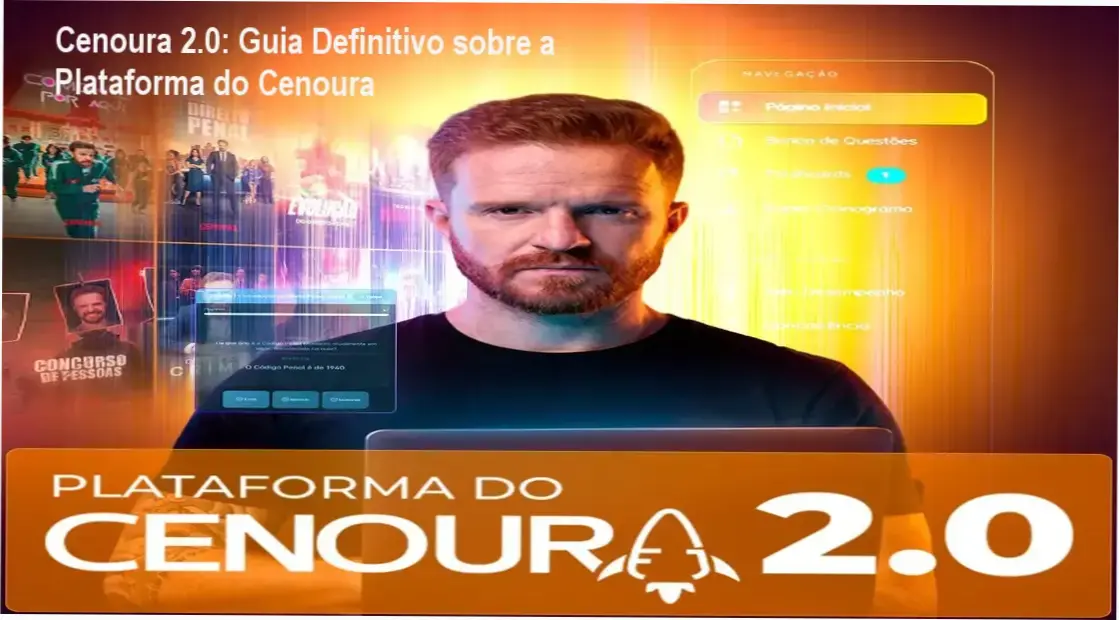 Interface da Plataforma do Cenoura 2.0 exibindo ferramentas de memorização ativa como flashcards e mapas mentais para Direito Penal