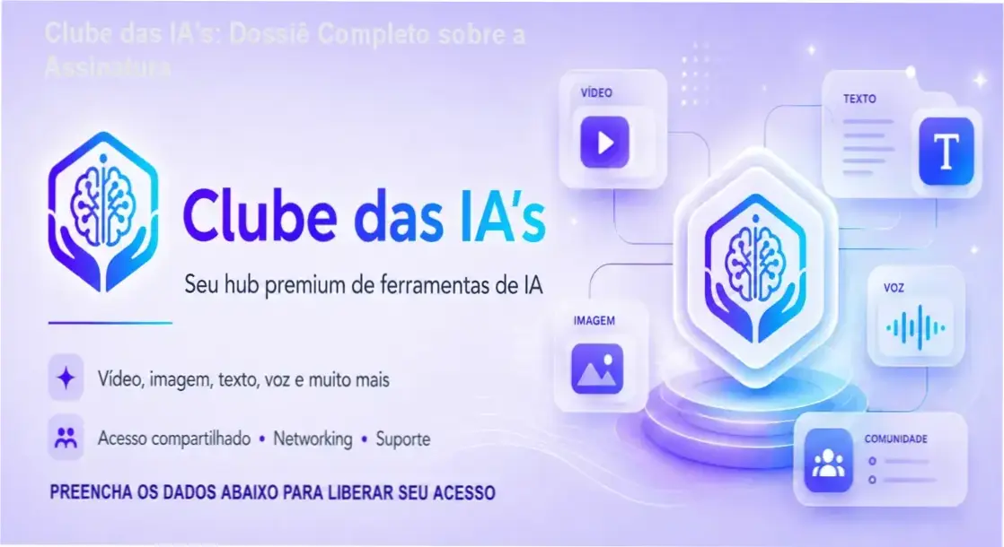 Clube das IA's: Dossiê Completo sobre a Assinatura 1 https://ondeaprender.com.br/clube-das-ias-vale-a-pena-assinar/ Interface de um ecossistema digital apresentando ícones de múltiplas ferramentas de inteligência artificial como Midjourney e ChatGPT.