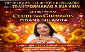 Interface de acesso ao Clube Girassol da Cigana Sulamita com elementos espirituais