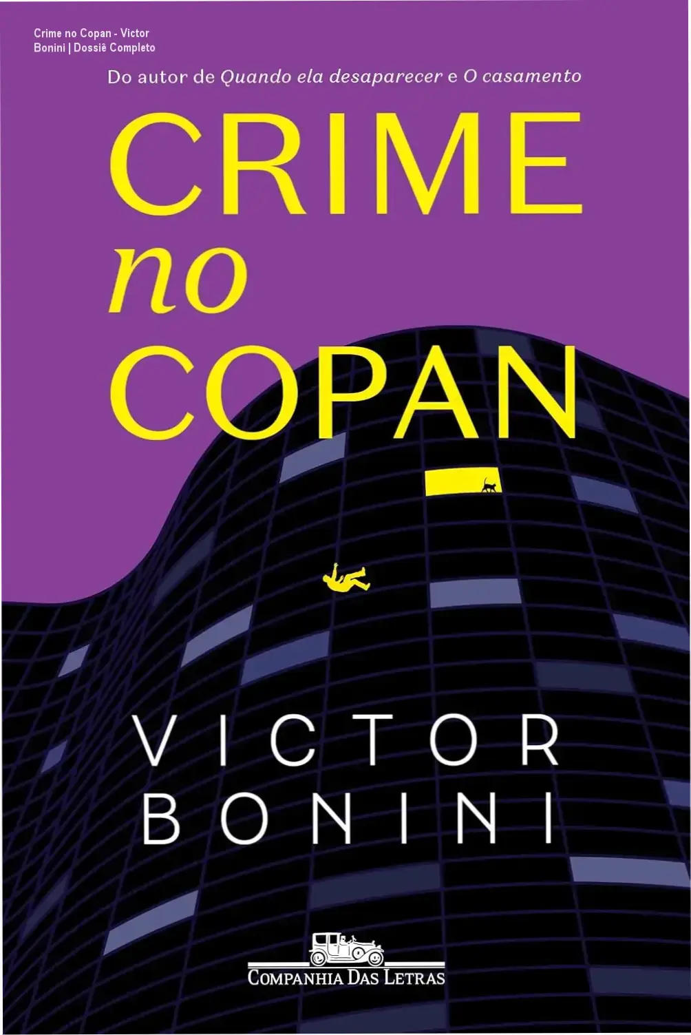 Capa do livro Crime no Copan de Victor Bonini ilustrando o mistério urbano