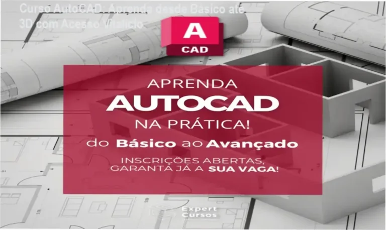 Capa do curso AutoCAD com destaque para certificados e projetos arquitetônicos