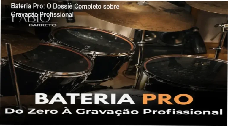Baterista configurando microfones e equipamento de gravação em um home studio profissional
