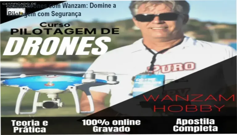Curso Drones com Wanzam: Domine a Pilotagem com Segurança 3 https://ondeaprender.com.br/ Instrutor renomado com drone, demonstrando técnicas de pilotagem segura