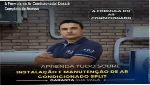 Estudante de refrigeração analisando módulo de eletrônica em notebook para curso A Fórmula do Ar Condicionado