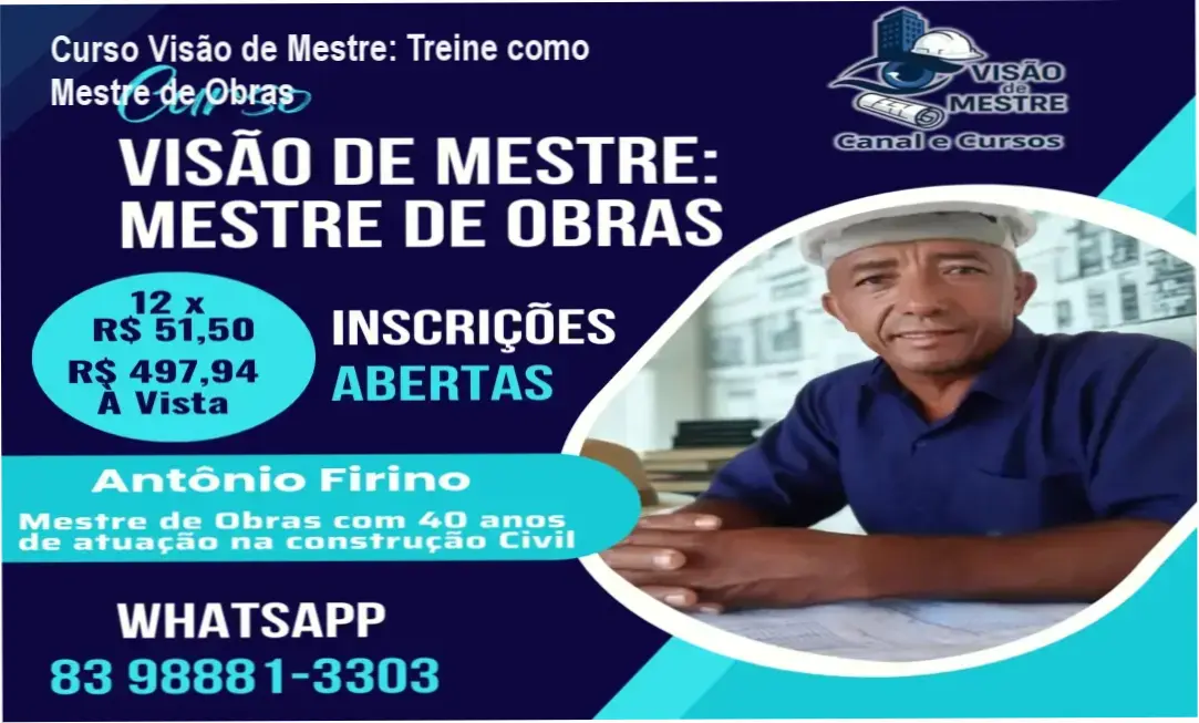 Curso Visão de Mestre: Treine como Mestre de Obras 1 https://ondeaprender.com.br/curso-visao-de-maestro-maestro-de-obras-o-onde-comprar-sem-downloading-pireba/ Profissional preparado para comandar obras com desenvolvimento planner e opções multimodais