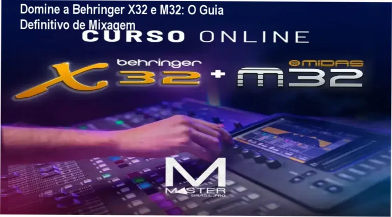 Domine a Behringer X32 e M32: O Guia Definitivo de Mixagem 5 https://ondeaprender.com.br/onde-aprender-plataformas-metodos/ Operador de áudio configurando a mesa de som digital Behringer X32 em um evento profissional