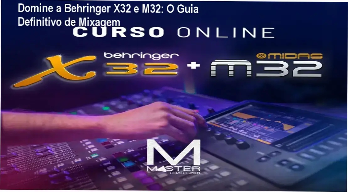 Operador de áudio configurando a mesa de som digital Behringer X32 em um evento profissional