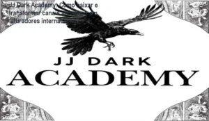 Tela de acesso ao JJ Dark Academy com interface de plataforma de cursos online e conteúdo do curso visível