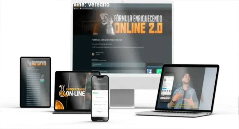Infográfico detalhando os módulos e a metodologia do curso Fórmula Enriquecendo Online de Tondimas Tôrres