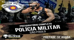 Livro de estudos com plano de aula sobre preparação para concurso da Polícia Militar de São Paulo