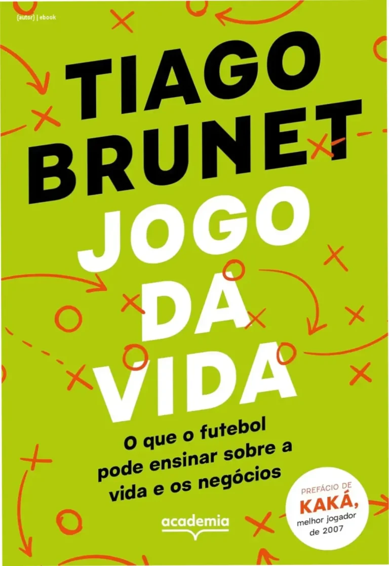 {autor} | ebook 4 https://ondeaprender.com.br/os-gemeos-do-mafioso-grego-ebook/ Capa do livro Jogo da vida de Tiago Brunet mostrando estratégias de futebol aplicadas à vida e negócios