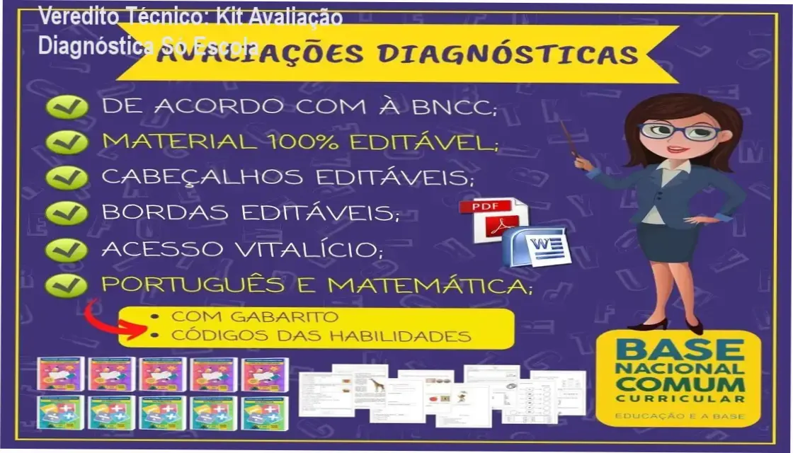 Material de Avaliação Diagnóstica do 1º ao 5º ano alinhado à BNCC do Kit Só Escola