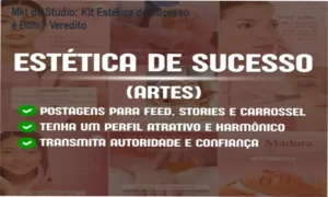 Kit Estética de Sucesso da Mkt do Studio exibindo bastidores e funcionamento do kit de artes