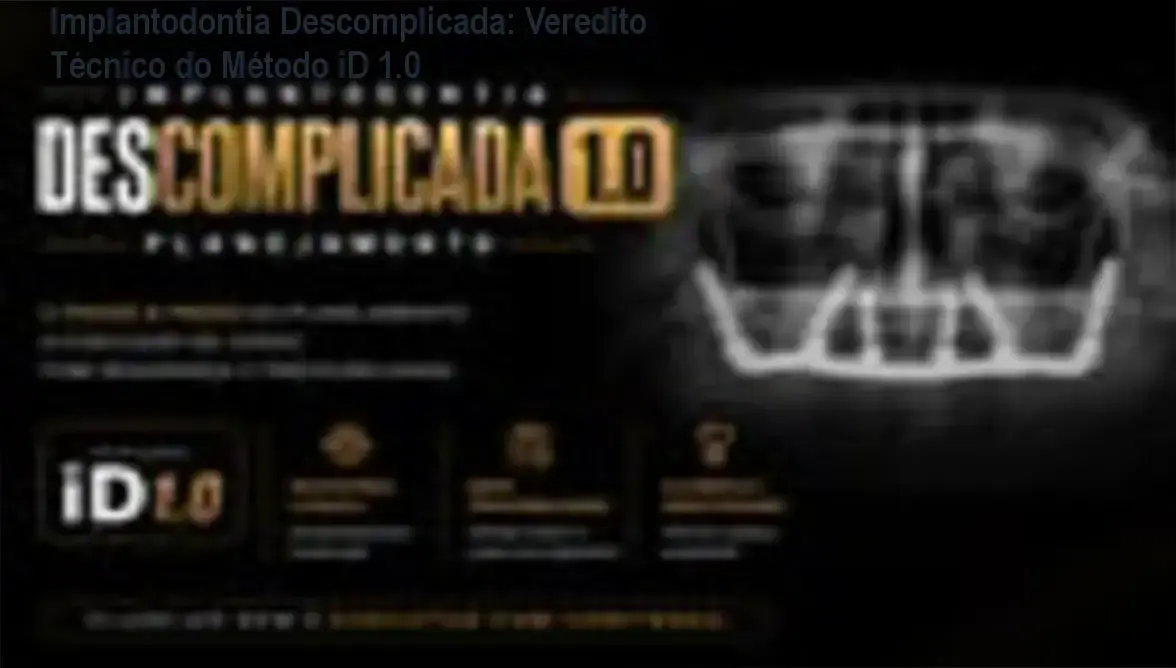 Capa da análise técnica do curso Implantodontia Descomplicada mostrando módulos de cirurgia guiada e prótese sobre implante